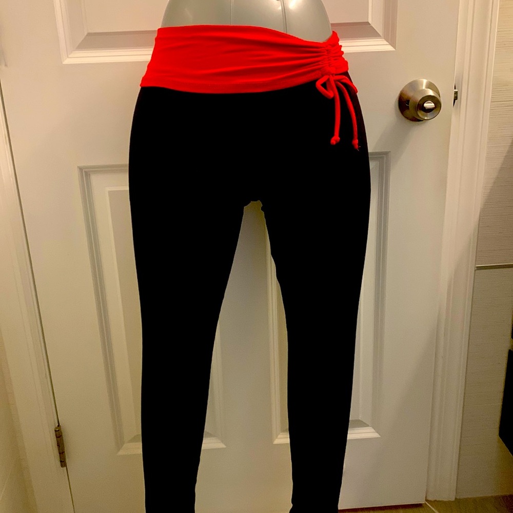 Size S Kosmic 34” long from waist Black Leggings Red cummerbund Like New